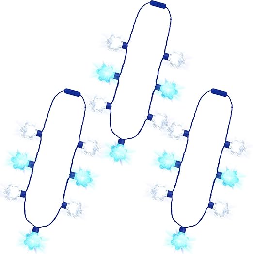 Photo 1 of 3PCS Christmas Light Necklace Light up, 3 Glow Modes Christmas Accessories, 7 Light Bulbs Blue White Snowflakes, Wearable Xmas Party Favors for Ugly Sweater Parties, New Year Party Supplies