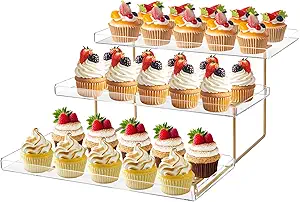 Photo 1 of 3 Tier Serving Tray Set for Entertaining, Acrylic Wedding Dessert Table Display Set, Cupcake Stand Buffet Risers for Birthday Party Baby Shower (Large)
