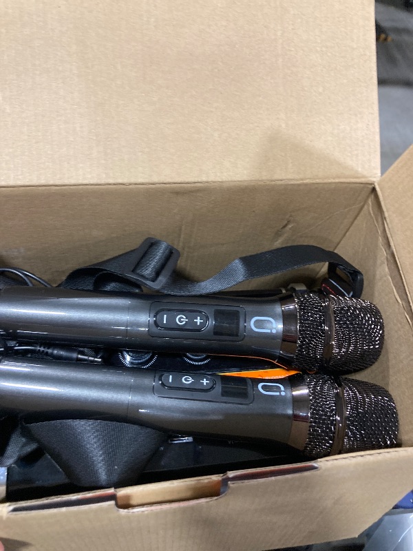 Photo 1 of * PARTS ONLY * JYX Karaoke Machine with 2 Wireless Microphones, Portable Bass/Treble Bluetooth Speaker with LED Light, Support TWS, AUX in, FM, REC PA System with Remote Control, Supply for Party/Adults/Kids