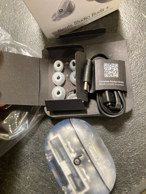 Photo 1 of Beats Studio Buds + | True Wireless Noise Cancelling Earbuds, Enhanced Apple & Android Compatibility, Built-in Microphone, Sweat Resistant Bluetooth Headphones, Spatial Audio - Transparent