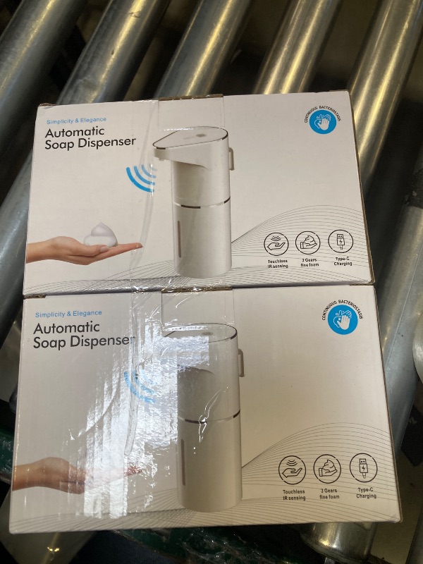 Photo 1 of 2 Pack Automatic Soap Dispenser, Touchless Rechargeable Dish Soap Dispenser, 3 Level Adjustable Dispensing, 350 ml/13oz Hand Soap Dispensers for Bathroom Kitchen (White)