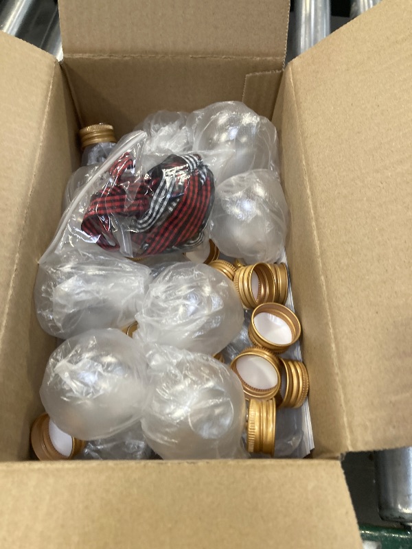 Photo 1 of 32 Pack Christmas Booze Balls, Fillable Christmas Tree Hanging Ornaments Clear Plastic Water Bottle Bulbs Pendant Ball with Plaid Ribbon and Stickers for Xmas Home Party Decor(Ball)