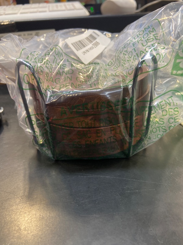 Photo 1 of 4 Pcs Wood Coasters for Drinks Absorbent, Wooden Coasters with Holder, Drink Coasters for Coffee Table, Absorbent Coaster Set for Table Protection Drink Coasters for Farmhouse, Office, Bar