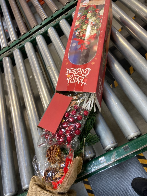 Photo 1 of 2FT Tabletop Mini Christmas Tree, 24 Inch Small Artificial Christmas Tree with Warm LED Lights, Star Treetop, DIY Ornaments, New Xmas Pine Tree Decoration for Kid Friend Family Holiday Home Office