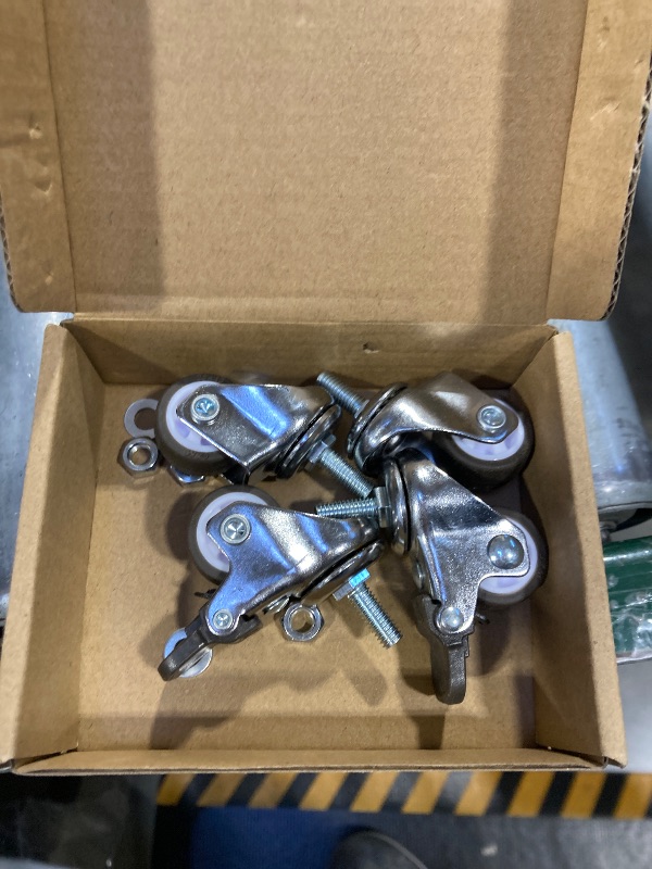 Photo 1 of 1 Inch Stem Casters Set of 4, Small Swivel Caster Wheels with Brake, Mini Low Profile Threaded Caster Wheels for Lightweight Furniture, Total Load Capacity: 97Lbs,M6x15mm