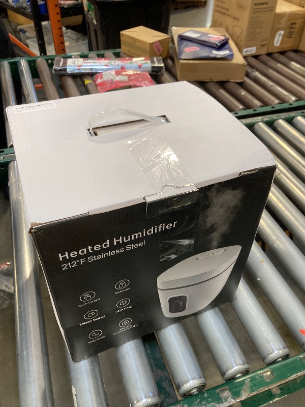 Photo 1 of 3.3L Warm Mist Humidifier for Bedroom Large Room, Stainless Steel Air Humidifier 0.87Gal Steam Humidifiers with Humidity Sensor Sleep Mode Auto Shut-off, Quiet & Safe for Baby Nursery Office Plants