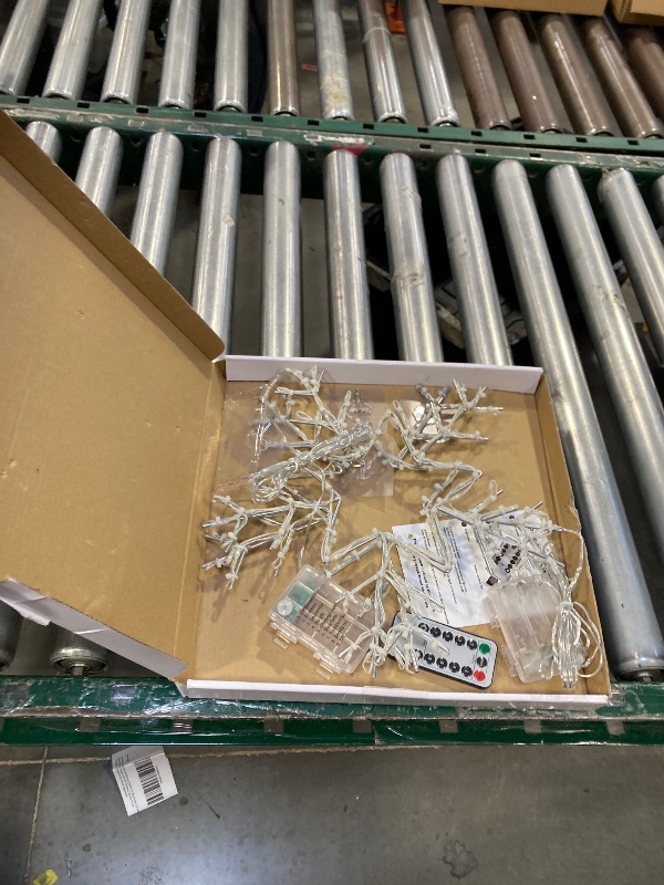 Photo 1 of 2 Pack Christmas Window Snowflake Lights, LED Hanging Decorations Iron Frame Lights, 8 Lighting Modes for Xmas Holiday Indoor Outdoor Wall Party Decor