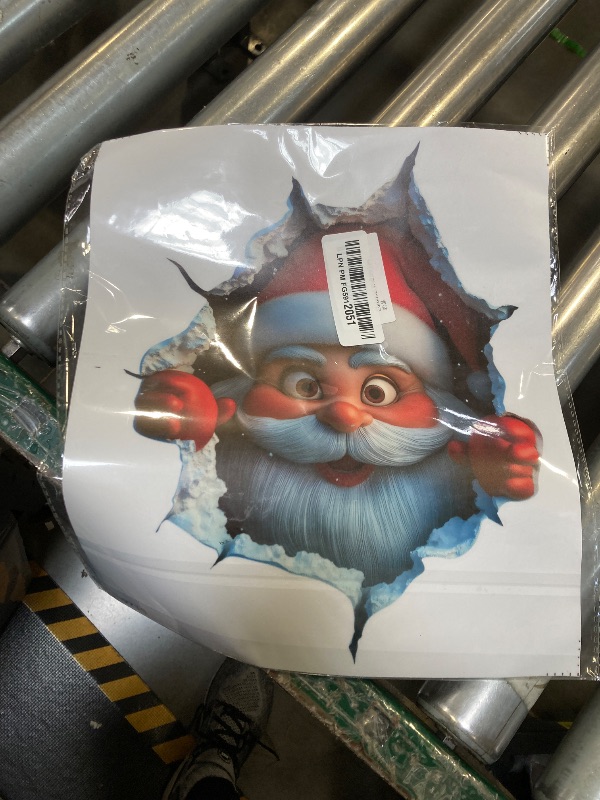 Photo 1 of 2PCS 3D Wall Breaking Santa Claus Sticker, Fun 3D Christmas Santa Claus Sticker for Door, Christmas Creative Wall Sticker with Realistic Breaking Wall Effect, Windows, Refrigerator and Furniture