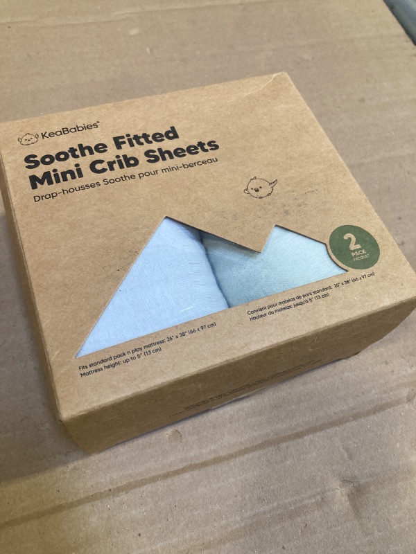 Photo 1 of 2-Pack Mini Crib Sheets Fitted - 38x26 Pack N Play Sheets for Pack and Play Mattress, Organic Cotton, Soft & Breathable Playard Bedding, Neutral Mini Toddler Bed Cover for Boys, Girls (Cove)