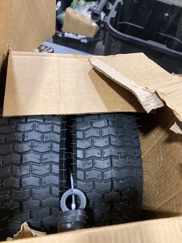 Photo 1 of 13x5.00-6 Tire and Wheel, Set of 2 Rubber Pneumatic Riding Lawn Mower Tires, Heavy Duty Lawn Mower Wheels with 3/4" Bushings and 6.6" Centered Hub, Tractor & Lawnmower Tires