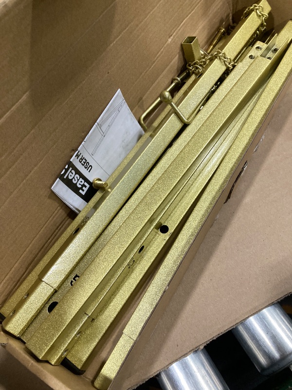 Photo 1 of 47" Gold Easel Stand for Wedding Signs, 4-Tier Height Metal Standing Easel with Adjustable Chain, Heavy Duty Art Easel for Painting, Wedding Sign, Party, Posters & Commercial Display