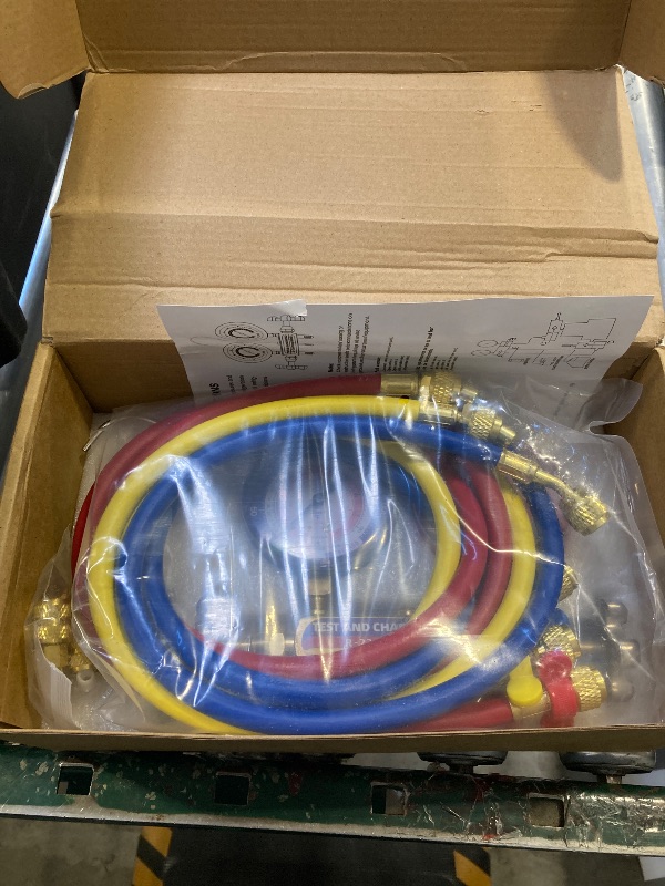 Photo 1 of 2026 Upgrade 42004 Test and Charging Manifold with 3-1/8" (80 mm) Gauges, for R-22/404A/410A, 1/4" Standard Flare Fitting, HVAC Color-Coded Gauges with 60" Hoses, 2-Valve, HVAC Manifold Set