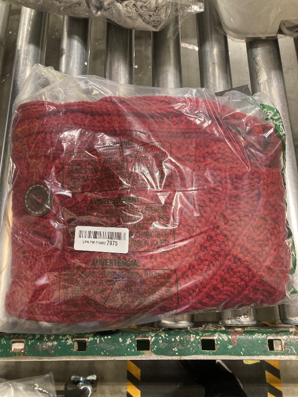 Photo 1 of 36-Inch Rib Knit Christmas Tree Skirt with Oak Buttons, Burgundy