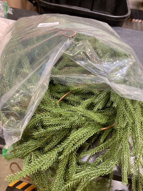 Photo 1 of 4 Pcs 6 Ft Artificial Norfolk Pine Garlands, Real Touch Norfolk Pine Garland, Realistic Natural Christmas Greenery for Table, Mantle, Wall, Indoor, Outdoor Holiday Decor (4, 6 FT)