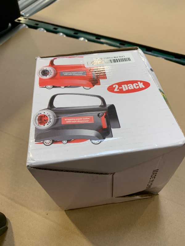 Photo 1 of 2-Pack Wrapping Paper Cutter & Tape Dispenser, Make Cutting Easily Safely and Efficient, Straight Sliding Tool for Christmas Gift, with 4 Tapes, 2 Replace Blades Kit, Black and Red