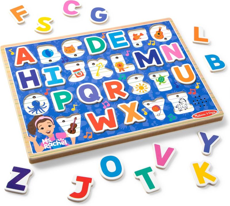Photo 1 of Melissa & Doug® Ms. Rachel™ Wooden Phonics Alphabet Sound Puzzle with Light-Activated Sound Effects, 26-Piece Toddler Toys for Boys and Girls Ages 2+ Years - FSC Certified