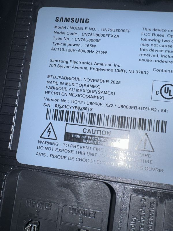 Photo 1 of *SEE CLERK NOTES* Samsung 75-Inch Class Crystal UHD U8000F 4K Smart TV (2025 Model) Endless Free Content, Crystal Processor 4K, MetalStream Design, Knox Security, Alexa Built-in