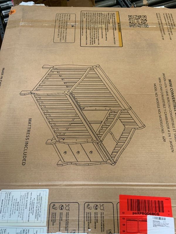 Photo 1 of Dream On Me Jayden 4?in?1 Mini Convertible Baby Crib & Changer with Storage in White, Pinewood, GreenGuard Gold & JPMA, 1” Mattress Pad, 3 Mattress Heights, Converts to Mini Day & Twin-Size Bed