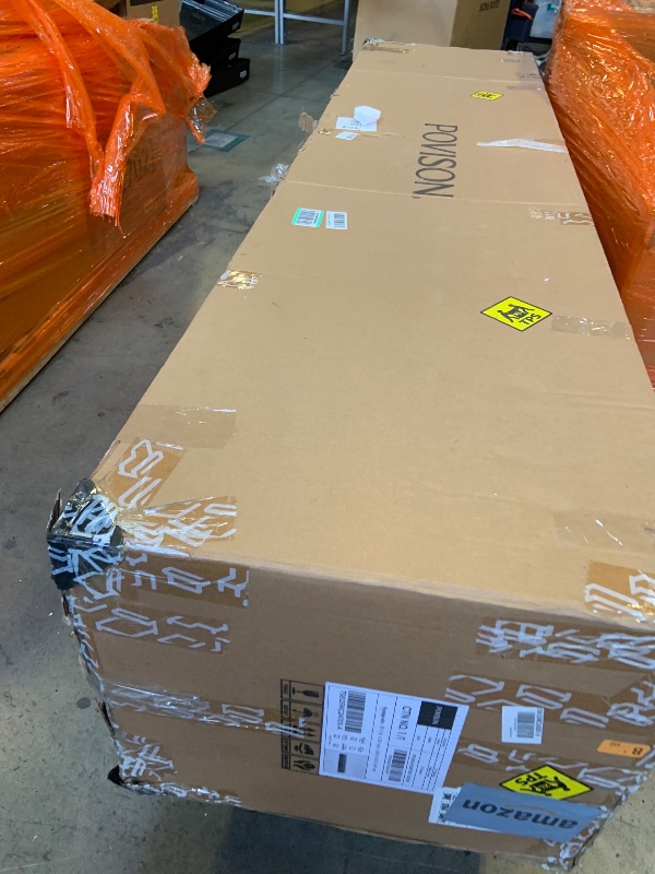 Photo 1 of POVISON Fully-Assembled Mid Century Modern TV Stand for 75 inch TV, Sliding Door Entertainment Center with Storage, Wood TV Console, Media Console for Living Room Bedroom(Walnut, 78.74")