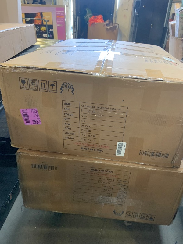 Photo 1 of Jarenie 102" Convertible Sectional Sofa Couch, L Shaped Couch with Back Cushions, Modern Upholstered 6-Seat Reversible Sofa Set for Living Room, Apartment, Office, Dark Grey