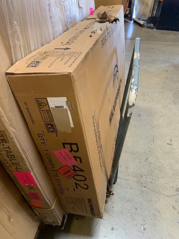 Photo 1 of Silverback 60" Height Adjustable In-Ground Basketball Hoop with Tempered Glass Backboard, Pro-Style Breakaway Rim, Pole and Backboard Pad