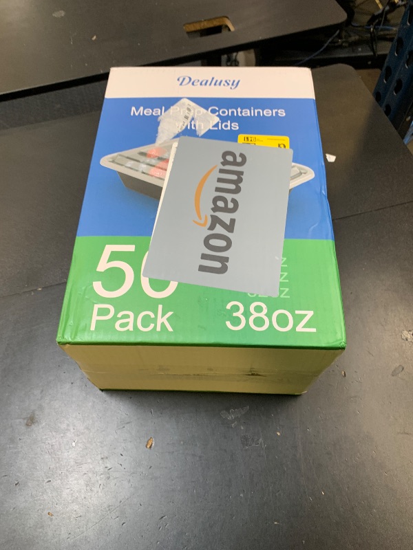 Photo 1 of Dealusy 50 Pack (100-Piece) 38 oz Meal Prep Containers Reusable with Lids, Sturdy Leakproof & Food Safe, Microwave, Freezer, Dishwasher Safe Prep Containers, To Go Take Out Plastic Food Storage