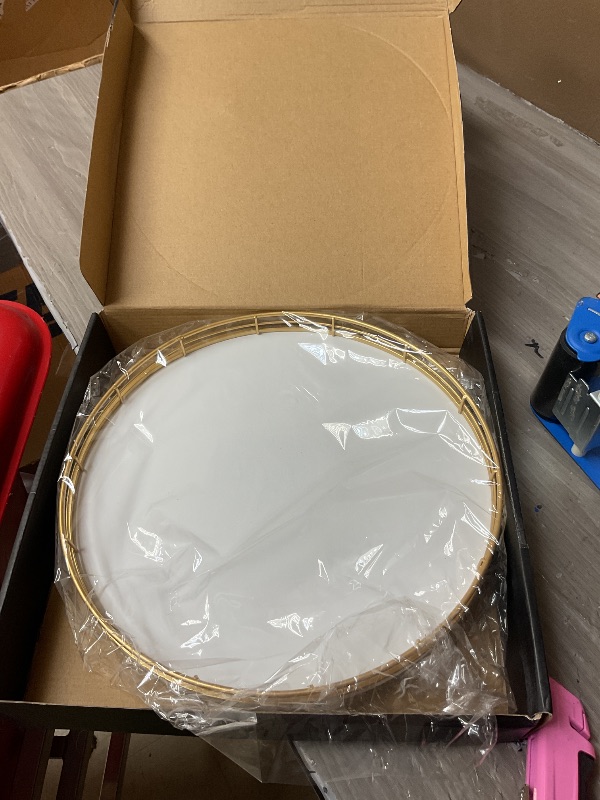 Photo 1 of 12" Wooden Lazy Susan Turntable for Cabinet – Round Rotating Spice Rack Organizer, White Kitchen Countertop Tray for Dining Table & Pantry Storage (White & Gold)