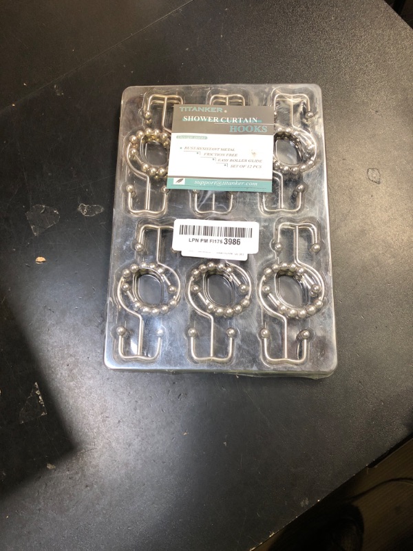 Photo 1 of Titanker Shower Curtain Hooks Rings, Rust Resistant Metal Double Glide Shower Hooks Rings for Bathroom Shower Rods Curtains, Set of 24 Hooks - Matte Nickel