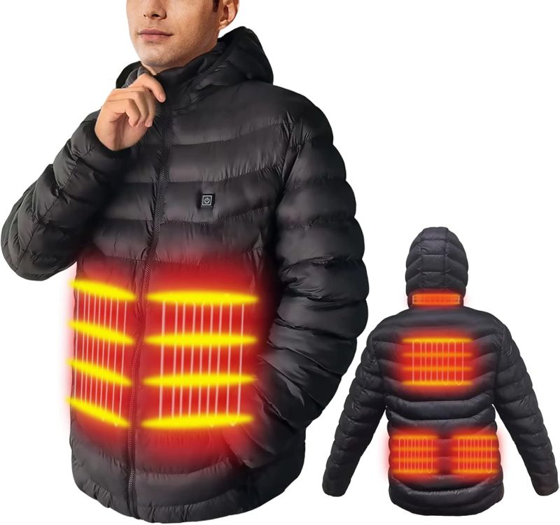 Photo 1 of (2XL)Heated Jacket,Down Heated Jackets For Men Women,Winter Jackets,Fashion Heated Coat Womens Heated Hoodie,6 Heating Zone Mens, Heated Clothing For Women Black (No Battery Inclued).
