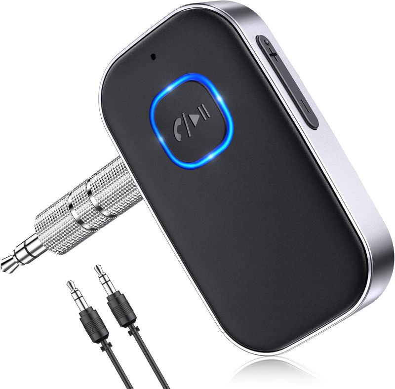 Photo 1 of COMSOON Bluetooth Receiver for Car, Noise Cancelling 3.5mm AUX Bluetooth Car Adapter, Wireless Audio Receiver for Home Stereo/Wired Headphones, Hands-Free Call, 16H Battery Life - Black+Silver