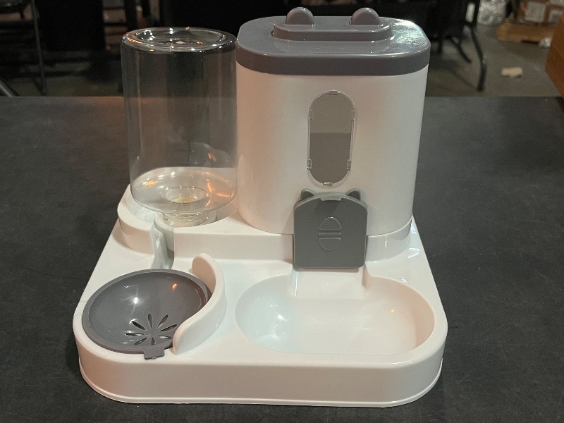 Photo 1 of Gravity Cat Feeder and Water Dispenser, 2 in 1 Automatic Cat Feeder, 2 Pack Large Capacity Self Feeding for Small Medium Dog Puppy Kitten Grey