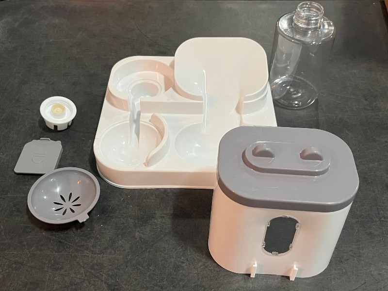 Photo 1 of Gravity Cat Feeder and Water Dispenser, 2 in 1 Automatic Cat Feeder, 2 Pack Large Capacity Self Feeding for Small Medium Dog Puppy Kitten Grey