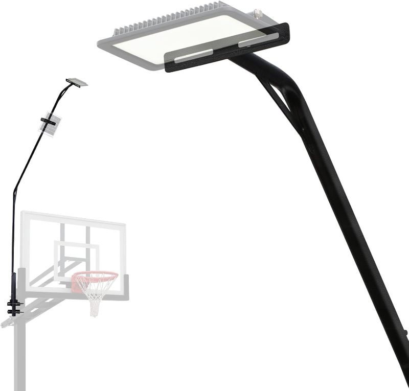 Photo 1 of PROGOAL Basketball Hoop Light Support Frame Universal Fit for 6x6 Poles Solar Light Mounting Bracket Sturdy Galvanized Steel Labor Saving Arm Design (Light Not Included)
