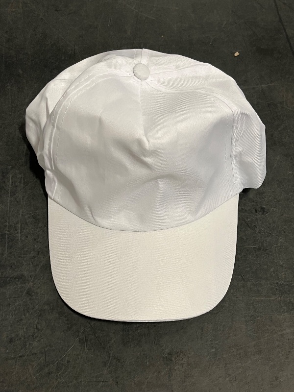 Photo 1 of 30 Pcs DIY Baseball Caps, White Painting Caps, Blank Adjustable Polyester Caps for Little Ones, Outdoor Sports Hats for Camp, Group Events, Craft Projects
