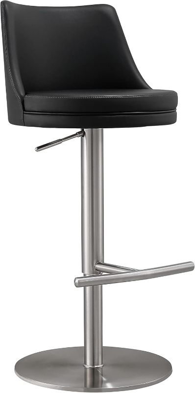 Photo 1 of Tov Furniture Reagan Adjustable Upholstered Stool (Black and Silver) -2 Pack 
