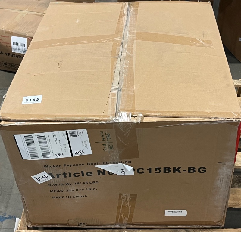 Photo 1 of KROFEM 46" Giant Oversized Ergonomic Rattan Papasan Chair with Soft Thick Cushion for Adults, Fluid 360° Swivel, Waterproof, Black Frame with Beige Cushion
