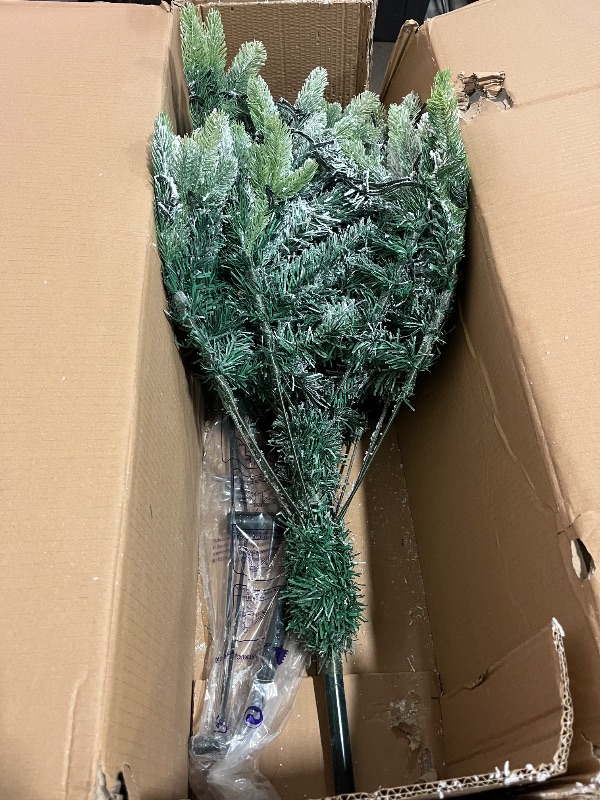 Photo 1 of 7 Foot Pre- LED Flocked Christmas Tree Holiday Decor with 350 Warm White
