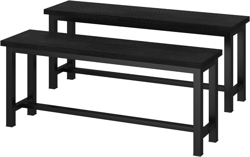 Photo 1 of DKLGG Dining Benches, 39 Inch Kitchen Bench, Pair of 2 for Living Room, Bedroom, Industrial Entryway Bench Dining Room Benches with Metal Legs, Durable and Stable