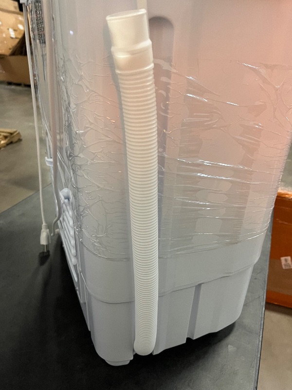 Photo 1 of Erivess Portable Twin Tub 18lbs Washing Machine with Drying Rack and 10 Hangers, 11lbs Washer Mini Compact Laundry Machine with 7lbs Spinner, Semi-automatic Washer Combo for Dorms, Apartment
