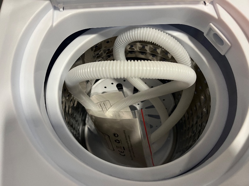 Photo 1 of Erivess Portable Twin Tub 18lbs Washing Machine with Drying Rack and 10 Hangers, 11lbs Washer Mini Compact Laundry Machine with 7lbs Spinner, Semi-automatic Washer Combo for Dorms, Apartment
