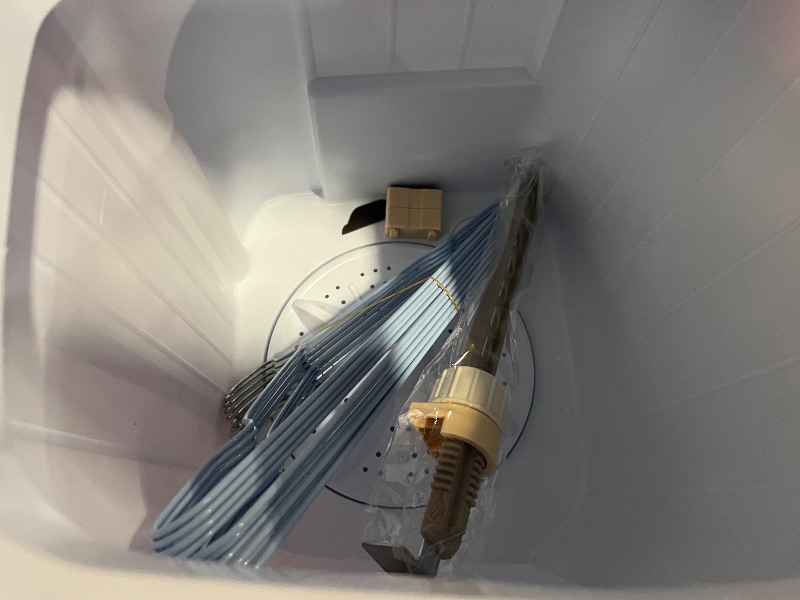 Photo 1 of Erivess Portable Twin Tub 18lbs Washing Machine with Drying Rack and 10 Hangers, 11lbs Washer Mini Compact Laundry Machine with 7lbs Spinner, Semi-automatic Washer Combo for Dorms, Apartment
