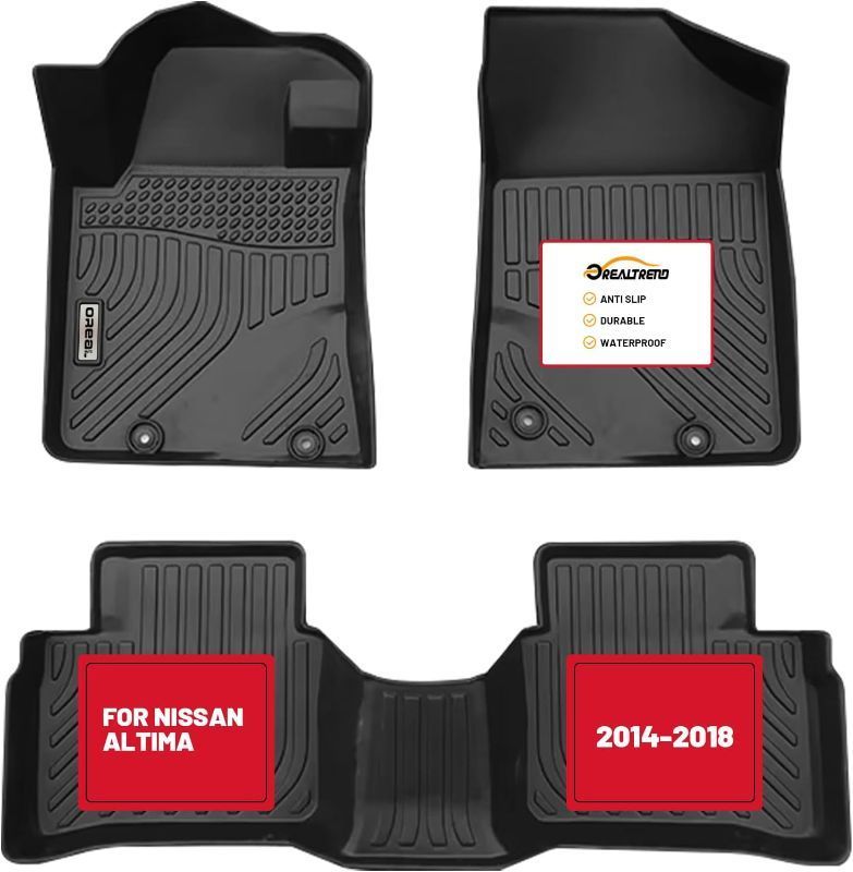 Photo 1 of Orealtrend Car Floor Mats Compatible with Nissan Altima 2014-2018 Floor Liners Heavy Duty All Weather Guard Spill Proof Black Front Rear Car Carpet Custom Fitted Odorless Anti Slip
