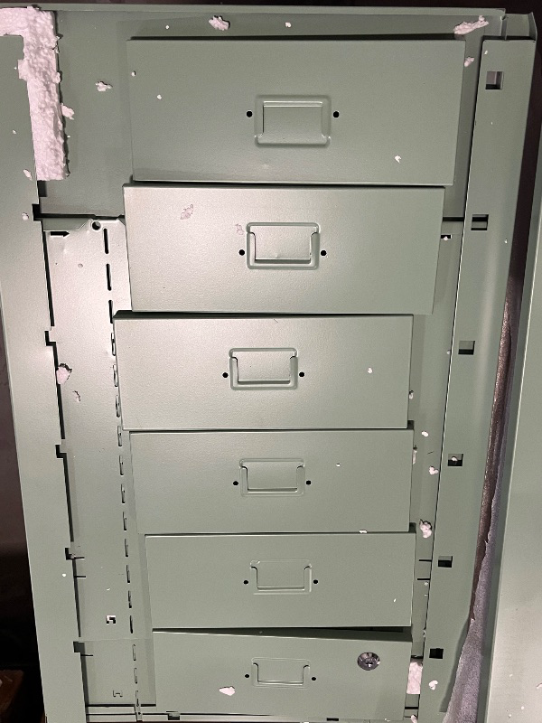 Photo 1 of 6 Drawer Office Storage File Cabinet, Slim Filing Cabinet Printer Stand Under Desk Filing Drawer Unit, Craft Storage Organization for Home, Office, Assembly Required (Green)
