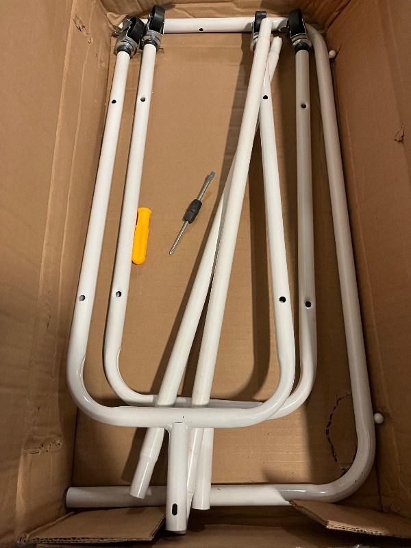 Photo 1 of 2 in 1 Garment Rack,Clothing Rack with 2 Tier Storage Basket and Wheel,Freestanding Clothes Rack for Home Bedroom Laundry Small Place Entryway, White