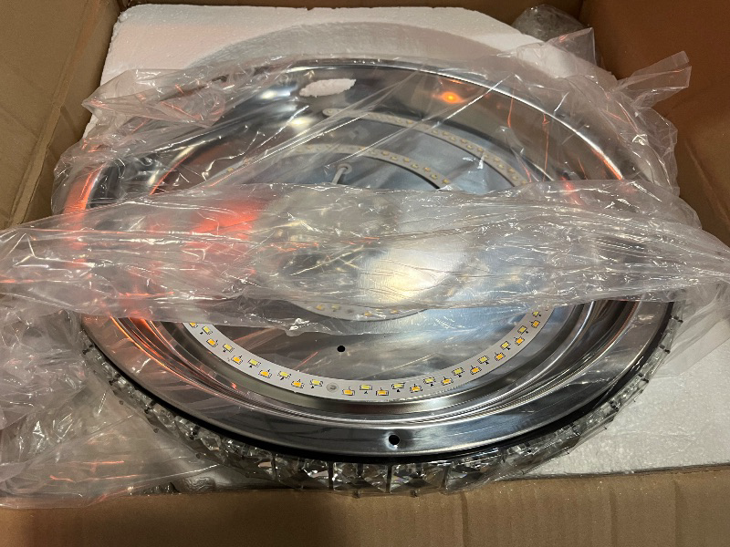 Photo 1 of Finktonglan Crystal LED Flush Mount Ceiling Light, 17.7" Modern Round Crystal Ceiling Light, 48W 6000K Cool White, K9 Crystal & Stainless Steel, Low Profile, Non-Dimmable (No Remote)
