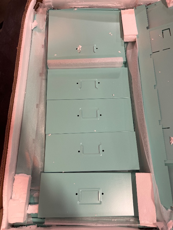 Photo 1 of Rolling File Cabinet 5 Drawers Metal Filing Cabinets for Home Office, Under Desk Storage Cabinet with Wheels, Utility Craft Cart (Blue)
