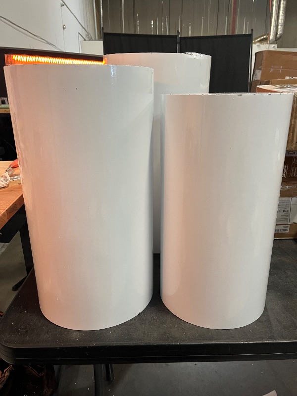 Photo 1 of 3Pcs Round Cylinder Pedestal Stands Metal Event Decor for Wedding Birthday Party Wedding Centerpiece Birthday Backdrop Decor
