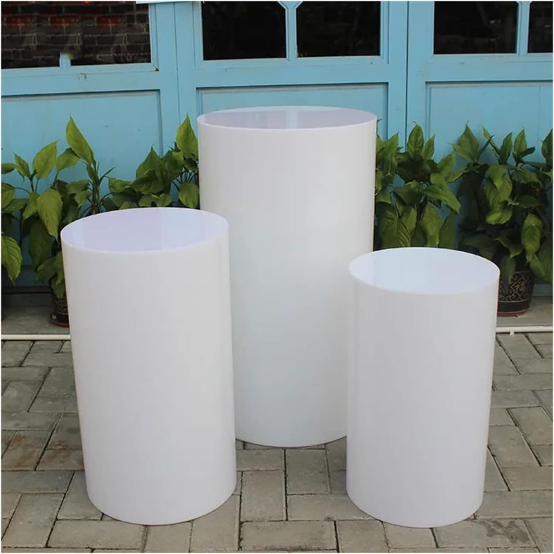 Photo 1 of 3Pcs Round Cylinder Pedestal Stands Metal Event Decor for Wedding Birthday Party Wedding Centerpiece Birthday Backdrop Decor
