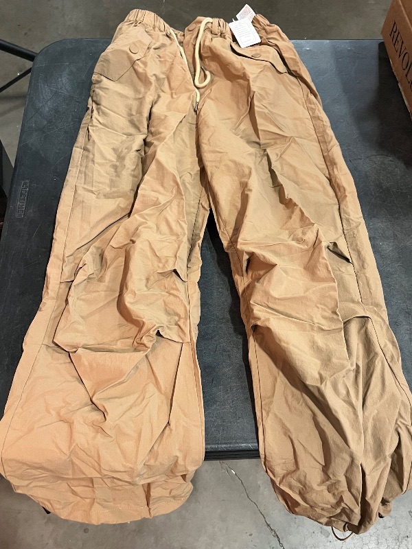 Photo 1 of (S) Rolanko Parachute Pants for Girls Y2K Cargo Trousers with Pockets Harajuku Jogger Pants Kids
