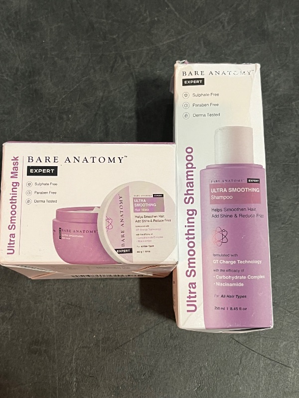 Photo 1 of Ultra Smoothing Shampoo + Hair Mask Kit | Restores Smoothing & Texture by 27% | Carbohydrate Complex & Niacinamide | Dry & Frizzy Hair | Paraben & Sulphate Free | 250ml + 250g
